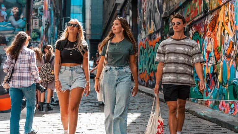 Young adults walking in Melbourne