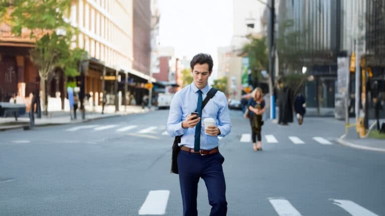Man in business clothes walking on the street