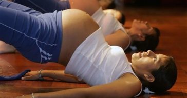 Pregnant woman exercising