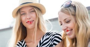 Young women with cold sores